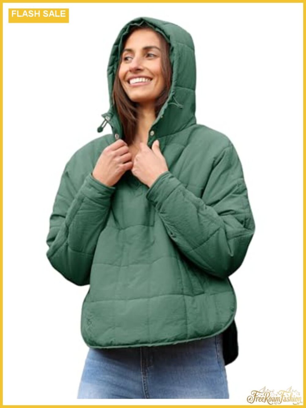 Oversized Hooded Puffer Jacket Lightweight Quilted Winter Coat